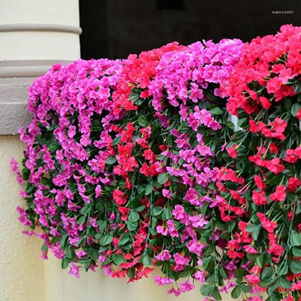 Fleurs décoratives Artificielle Violet Mur Lierre Fleur Suspendus Vignes Plantes Fête De Mariage Maison Jardin Intérieur Extérieur Décor Plantas