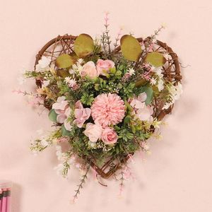 Fleurs décoratives mur artificiel suspendue simulation tridimensionnelle en forme de guirlande en forme de coeur pour le mariage décoration de Noël pour la maison de mariage