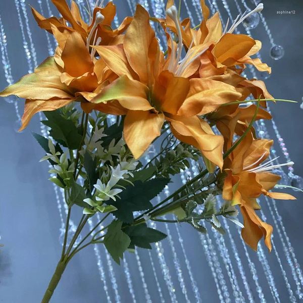 Fleurs décoratives plante artificielle plante de lys bouquet intérieur vert en pot de la scène de mariage en pot des accessoires simulation