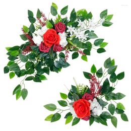 Guirlande de fleurs décoratives artificielles pour arc de mariage, guirlande de seuil pour décoration murale de fête à domicile, signe de bienvenue, fausse fleur de Rose