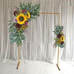 Kit d'arche de mariage artificielle de fleurs décoratives, 2 pièces, décor rustique de tournesols, guirlande de fleurs pour toile de fond de fête, mur de cérémonie de porte