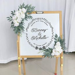 Flores decorativas Kit de arco de boda artificial para decoraciones de fiesta Boho Dusty Rose Blue Eucalyptus Garland Drapes Welcome Sign