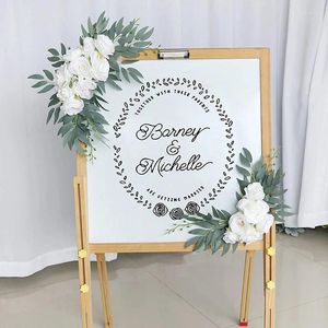 Kit d'arc de mariage artificiel de fleurs décoratives, pour décorations de fête, style Boho, Rose poussiéreuse, bleu, guirlande d'eucalyptus, draperies, signe de bienvenue