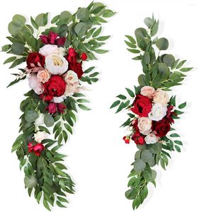 Fleurs décoratives Arc arc de mariage artificiel Eucalyptus laisse de grandes swags floraux de rosepeony