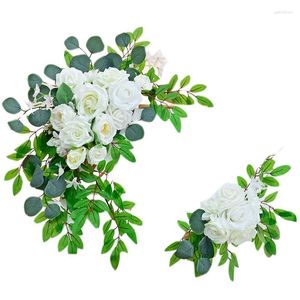 Fleurs décoratives arc de mariage artificiel simulé fleur Swag faux affichage Floral pour la décoration de vacances de cérémonie sainte et pure