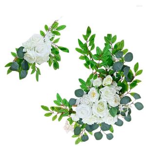 Decoratieve bloemen kunstmatige bruiloft boog simulatie bloem swag decor voor latei deur muur ceremonie viering