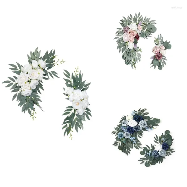 Fleurs décoratives de mariage artificiel arc kit de fleurs kit boho eucalyptus guirland rideaux décoration signe bienvenue facile à utiliser