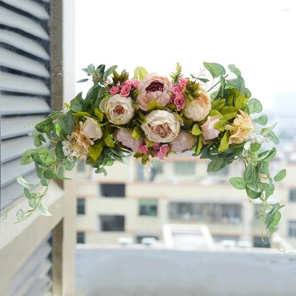 Flores decorativas artificiales para decoración de arco de boda, corona de flores de simulación, puerta, pelo, colgante de pared de seda