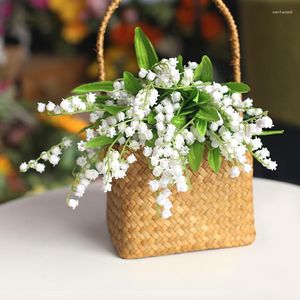 Fleurs décoratives arrangement de mariage artificiel fête bureau maison jardin décoration fleur réaliste muguet plastique blanc