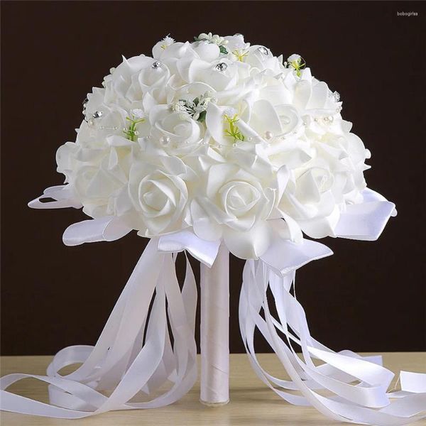 Fleurs décoratives bouquets de mariage artificiel accessoires de bouquets nuptiaux à fleurs de rose à la main