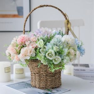 Decoratieve bloemen kunstmatige bruiloft nep planten zijden rozen bruids boeket gebruikte bruidsmeisje vasthouden vaas voor woningdecoratie
