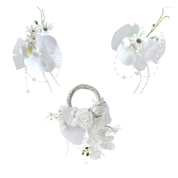 Fleurs décoratives Corons de couronne de mariage artificiels Bouquet Bouquet Bracelets bracelets