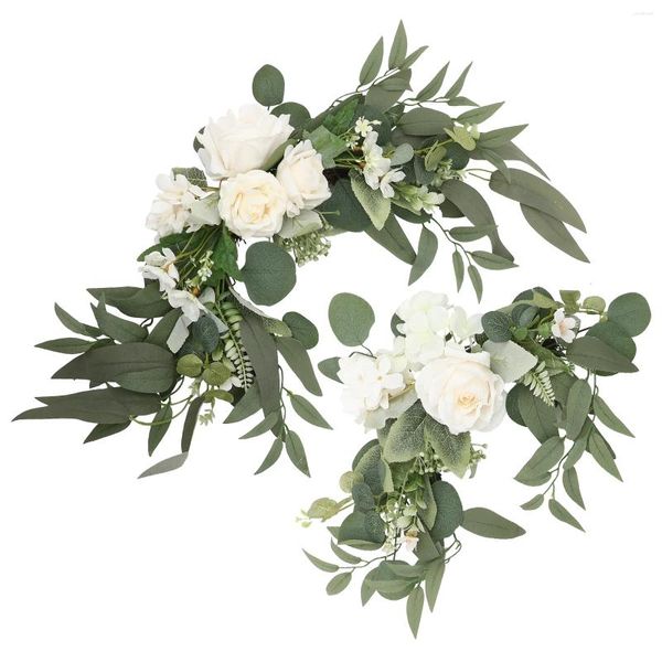 Fleurs décoratives artificielles de la carte de bienvenue eau pour signer la parure de mariage blanc arche de mariage
