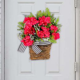 Guirlande de fleurs décoratives, panneau de bienvenue artificiel, cintre de porte, suspension avant d'été