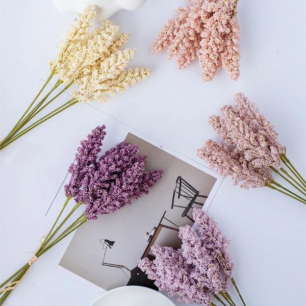 Flores decorativas orejas de trigo artificial plantas de bricolaje de maíz pastoral para manualidades de otoño decoración del hogar adornos decoración de la pared de flores
