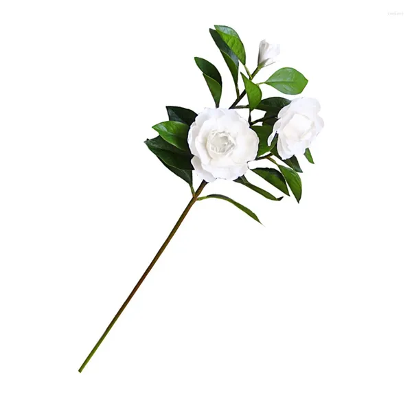 Flores decorativas Artificial White Gardenia Plants Bouquet Simulación Decoración para la casa de bodas Inicio