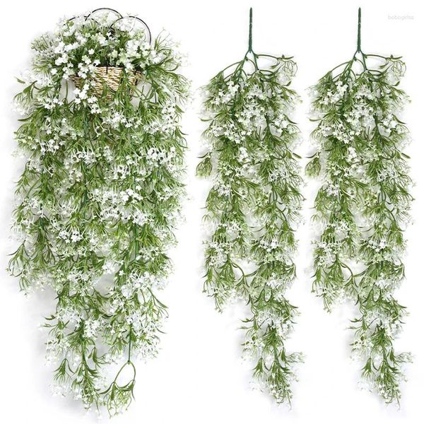 Fleurs décoratives Gypsophile blanc artificiel Small Fake Plants Vines Home Garden décor suspendu pour la chambre Mur de mariage Garland Decoration