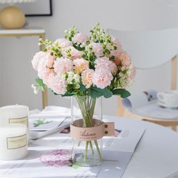 Fleurs décoratives Artificielle Blanc Soie Petite Boule Oeillet Pour La Maison El Mariage De Noël Chambre Décoration Haute Qualité Faux Plantes