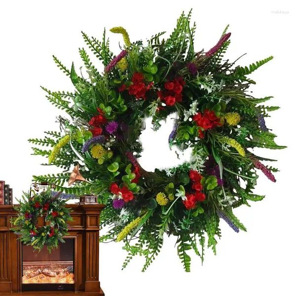 Flores Decorativas Corona De Flores Silvestres Artificiales Realista Lavanda Margarita Esplendor Floral Coronas Hechas A Mano Adornos para La Decoración del Hogar