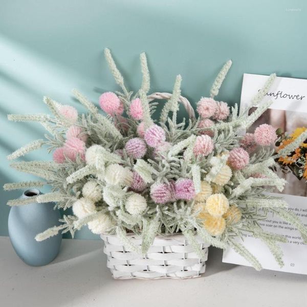 Flores decorativas Bola de Pelo de viento Artificial diente de león ramo de flores falsas adecuado para boda DIY decoración del hogar alféizar de ventana