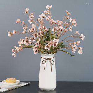 Fleurs décoratives artificielles hiver doux blanc rétro Style européen narcisse Bouquet soie plastique faux
