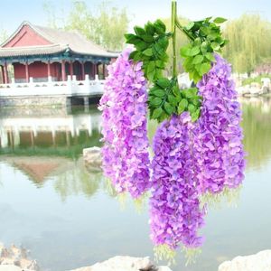 Fleurs décoratives fleur de glycine artificielle plafond en plastique vigne décoration de mariage belle plante maison Bouquet