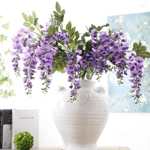 Fleurs décoratives Glycine Artificielle Fleur Violette Fleur De Pois Flores Décor De Fête À La Maison Décoration De Mariage Fausse Couronne