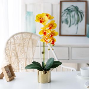 Decoratieve bloemen kunstmatig met keramische vaas zijden orchideeën bloemarrangementen tafel centerpieces voor woonkamer thuisboeket