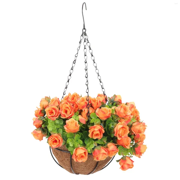 Fleurs décoratives artificielles avec panier suspendu Rose/marguerite en doublure, jardinière, plantes décoratives Tn