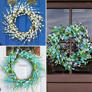 Fleurs décoratives guirlande artificielle porte bleu Floral printemps été rond pour avant maison fleur mur guirlande décor