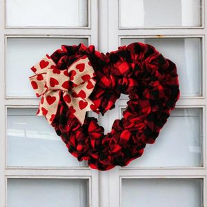 Couronne artificielle de fleurs décoratives, couronnes romantiques en forme de cœur pour la saint-valentin, décoration de maison, guirlande d'amour en plein air, décoration de porte d'entrée