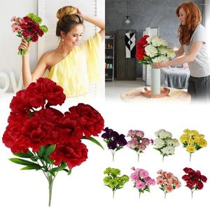 Fleurs décoratives artificielles Zinnia bébé Roses 11 têtes de fleurs en soie bouquet d'oeillets mariage maison taille extérieure