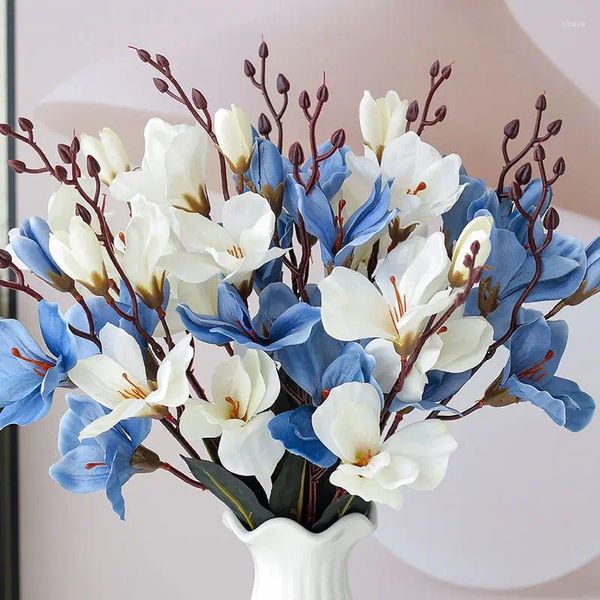 Artracyse – fleurs décoratives, 1 pièce, Simulation de fleur de Magnolia, Bouquet à main de Thanksgiving, fausse soie, amitié éternelle