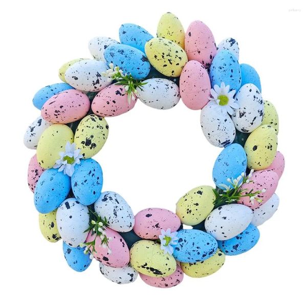 Flores decorativas como se muestra en la imagen, decoración colgante para puerta, decoración de corona de huevos de Pascua, hecha de alta calidad para