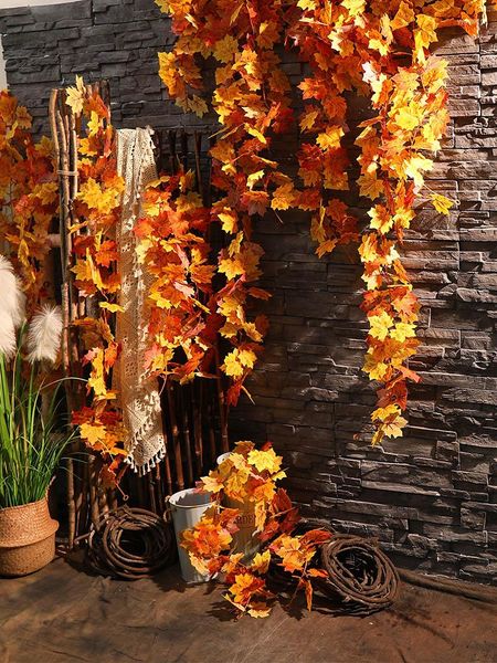 Flores decorativas Colores surtidos Decoraciones artificiales de Halloween Guirnalda de lianas Guirnalda colgante de pared para Navidad Chimenea Otoño