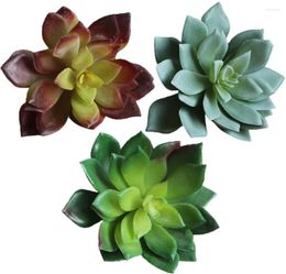 Lot de 3 fleurs décoratives assorties de chou succulent artificiel Echeveria Picks Faux succulentes couleurs (vert doux vert prune vert) R