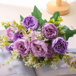Fleurs décoratives Bouquet artificiel attrayant Facile à entretenir Fleur Pas d'arrosage Accessoires de pousse Décor de pivoine Disposition de la scène