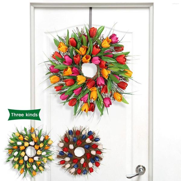 Flores decorativas Autumn Artificial Simulación de 17 pulgadas Long Garland Garland Wall Puerta Tulipanes para la entrega del día de San Valentín