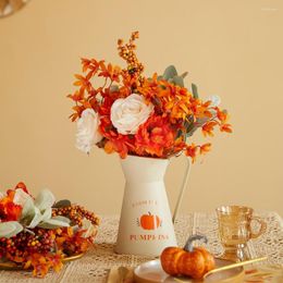 Decoratieve bloemen herfst kunstmatige boeket nep rose feest hoog quality decoratie voor balkon pot ornamenten garde herfst decor home