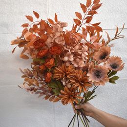Decoratieve bloemen herfst kunstmatige plant bloem diy bruiloft wegengids bloemen arrangement lay -out simulatie boeket benodigdheden huisdecoratie