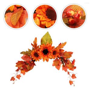Guirlande suspendue de porte d'automne de fleurs décoratives imitant l'accessoire de Thanksgiving de couronne simulée