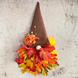Fleurs décoratives Festival de la récolte d'automne porte poupée suspendue 2024 style rustique Point de chapeau couronne Mori Po Props décoration