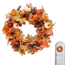 Fleurs décoratives automne rattan porte couronne de couronne d'élégante récolte de la récolte du mur avant artificiel coloré des couronnes de boues de vie colorée décor du festival