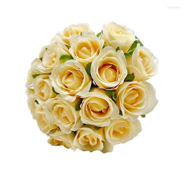 Fleurs décoratives Automne Rose Fleur Artificielle Mariée Grand Bouquet De Simulation Table De Mariage Décoration De Fête Vase Bricolage Salon Intérieur