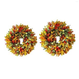 Fleurs décoratives automne rond guirlande eucalyptus couronne de couronne de mur de grâces Noël
