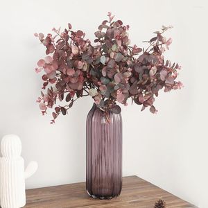 Flores decorativas Estilo de oto￱o Plantas artificiales Falsas Decoraci￳n de la pared del hogar Decoraci￳n Simulaci￳n de seda Eucalipto Rama de ￡rbol