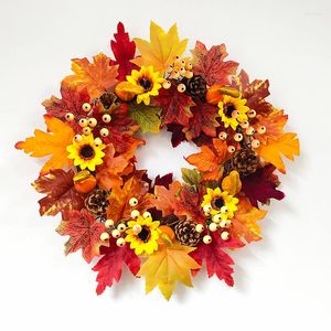 Fleurs décoratives guirlande d'automne guirlande artificielle tournesol citrouille Halloween porte ornement tenture murale