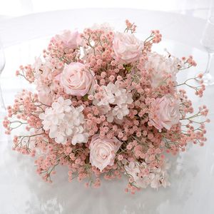 Fleurs décoratives bébé souffle fleur boule artificielle Table de mariage pièce maîtresse décor gypsophile Arrangement Floral dîner décoration