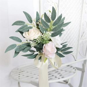 Fleurs décoratives fond mode décorations en tissu Oxford belle résistance à l'usure blanc beauté et santé arc fleur Durable Simple