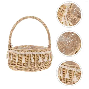 Decoratieve bloemenmand Bloem geweven rieten paasmandshandle bruiloft girldecoratieve rattan opslag kleine bruiloften picknick planter